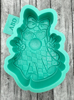 Checkered Ghost blowing a Bubble Freshie Silicone Mold