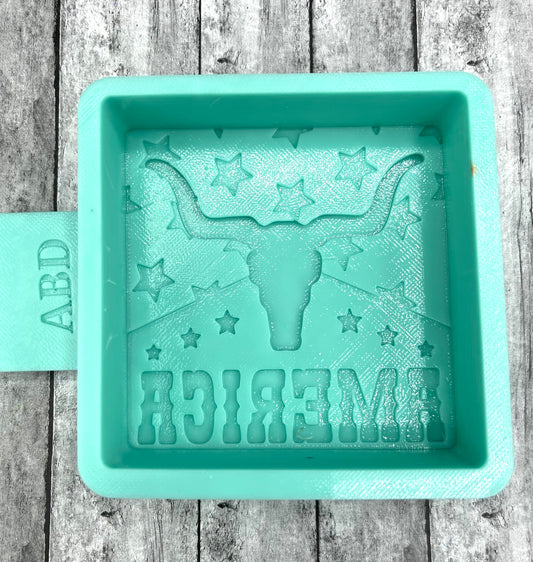 America Bull Patriotic Square Freshie Silicone Mold