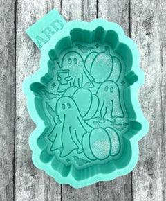 Three Ghosts with Latte Cup Freshie Silicone Mold