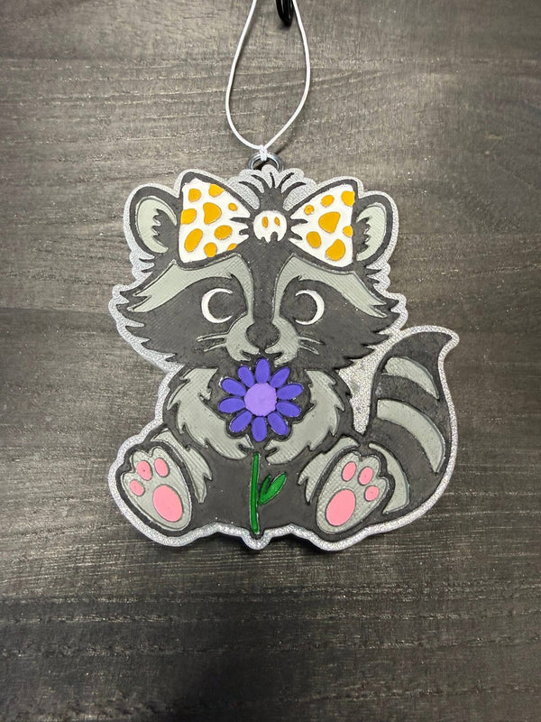 Raccoon with Bow Silicone Mold