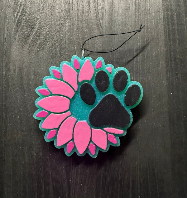 NEW Sunflower Dog Paw Circle Freshie Silicone Mold