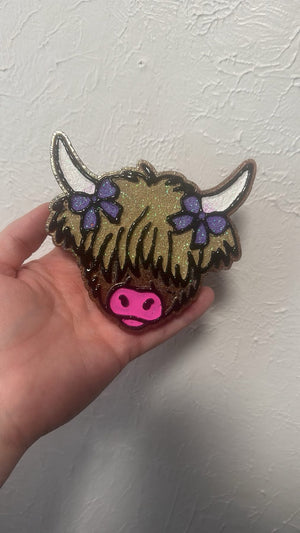Highland Cow with Bows on Horns Freshie Silicone Mold