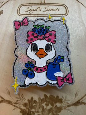 Blueberry Goose with Frame and Bow Freshie Silicone Mold