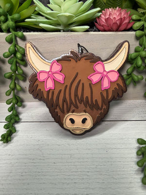 Highland Cow with Bows on Horns Freshie Silicone Mold