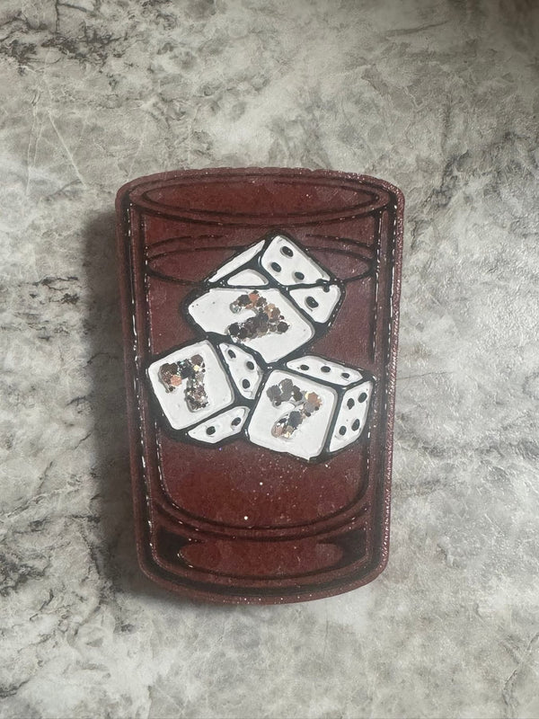 Lucky 7 Shot Glass with Dice Freshie Silicone Mold