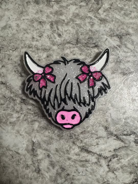 Highland Cow with Bows on Horns Freshie Silicone Mold