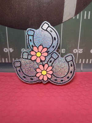 Horse Shoes with Flowers Freshie Silicone Mold