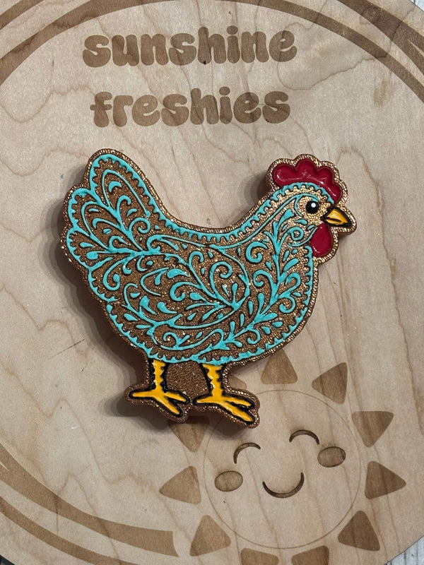 Leather Tooled Chicken Freshie Silicone Mold