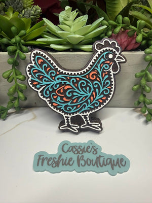 Leather Tooled Chicken Freshie Silicone Mold