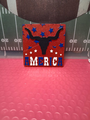 America Bull Patriotic Square Freshie Silicone Mold