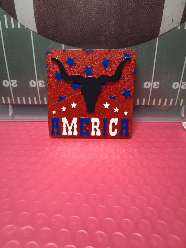 America Bull Patriotic Square Freshie Silicone Mold