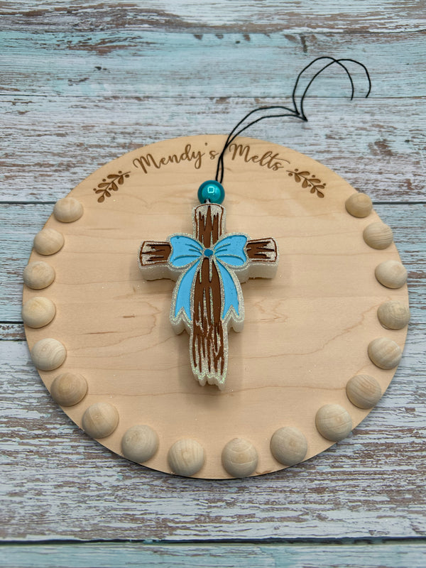 Wooden Cross with Bow Freshie Silicone Mold