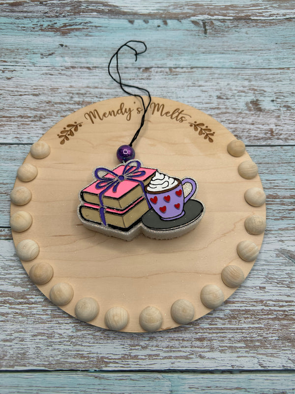 Books with Bow and Heart Cup on Saucer Freshie Silicone Mold