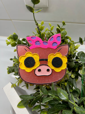Pig Face with Flower Glasses Freshie Silicone Mold