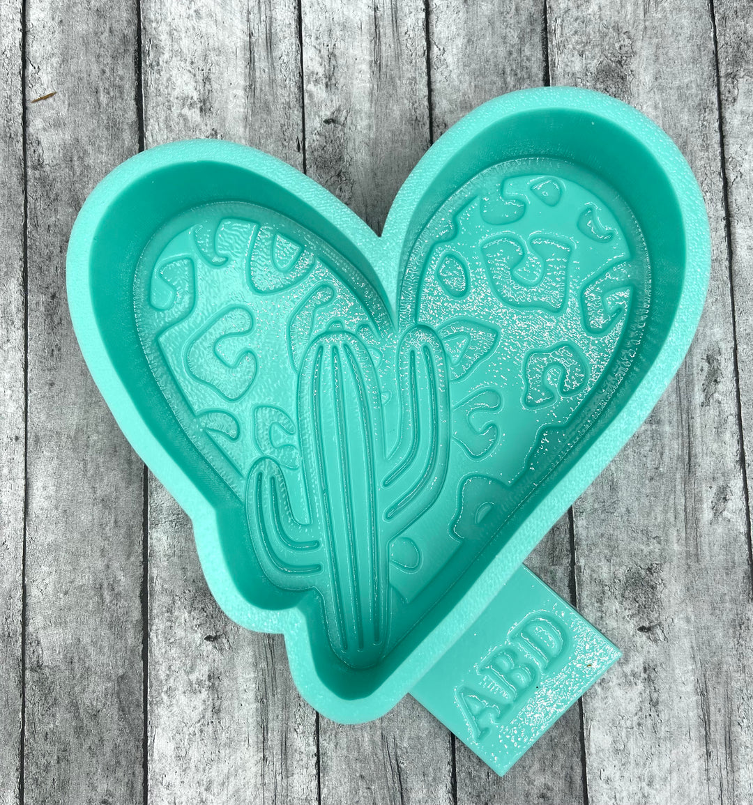 Leopard Heart with Cactus Valentine Freshie Silicone Mold