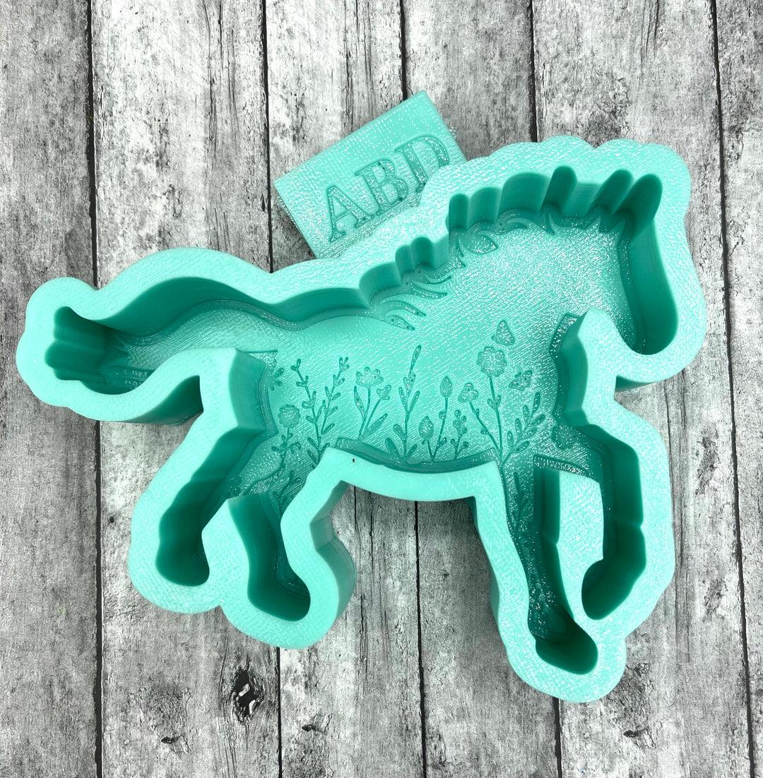Horse Running  with Wild Flowers Freshie Silicone Mold