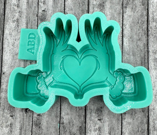 Grinch Hands Heart Freshie Silicone Mold