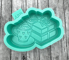 Books with Bow and Heart Cup on Saucer Freshie Silicone Mold