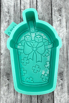 Shamrock Latte Cup Straw & Bow Freshie Silicone Mold