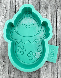 Easter Egg with Daisies and Chick in Egg Freshie Silicone Mold