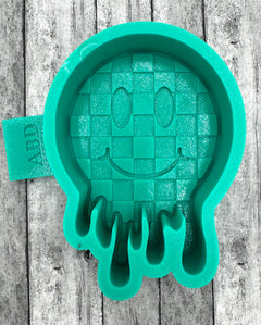 Checkered Melting Smiley Face Freshie Silicone Mold
