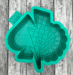 Spade Checkered Bolt and Concho Freshie Silicone Mold