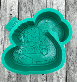 Golden Doodle Dog on a Float Silicone Mold