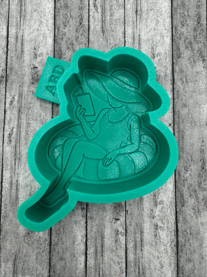 Girl Reading a Book on a Float Silicone Mold