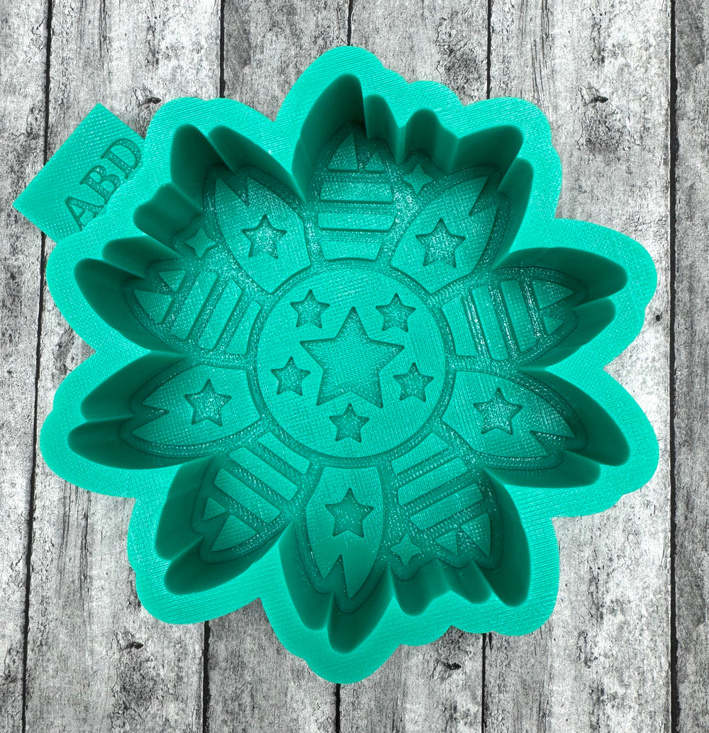 Patriotic Flower with Stars Freshie Silicone Mold