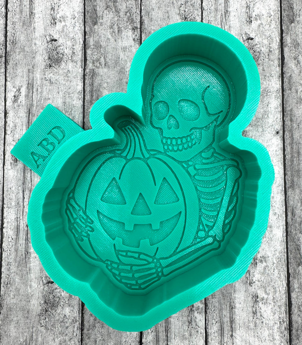Skeleton Holding Pumpkin Silicone Mold