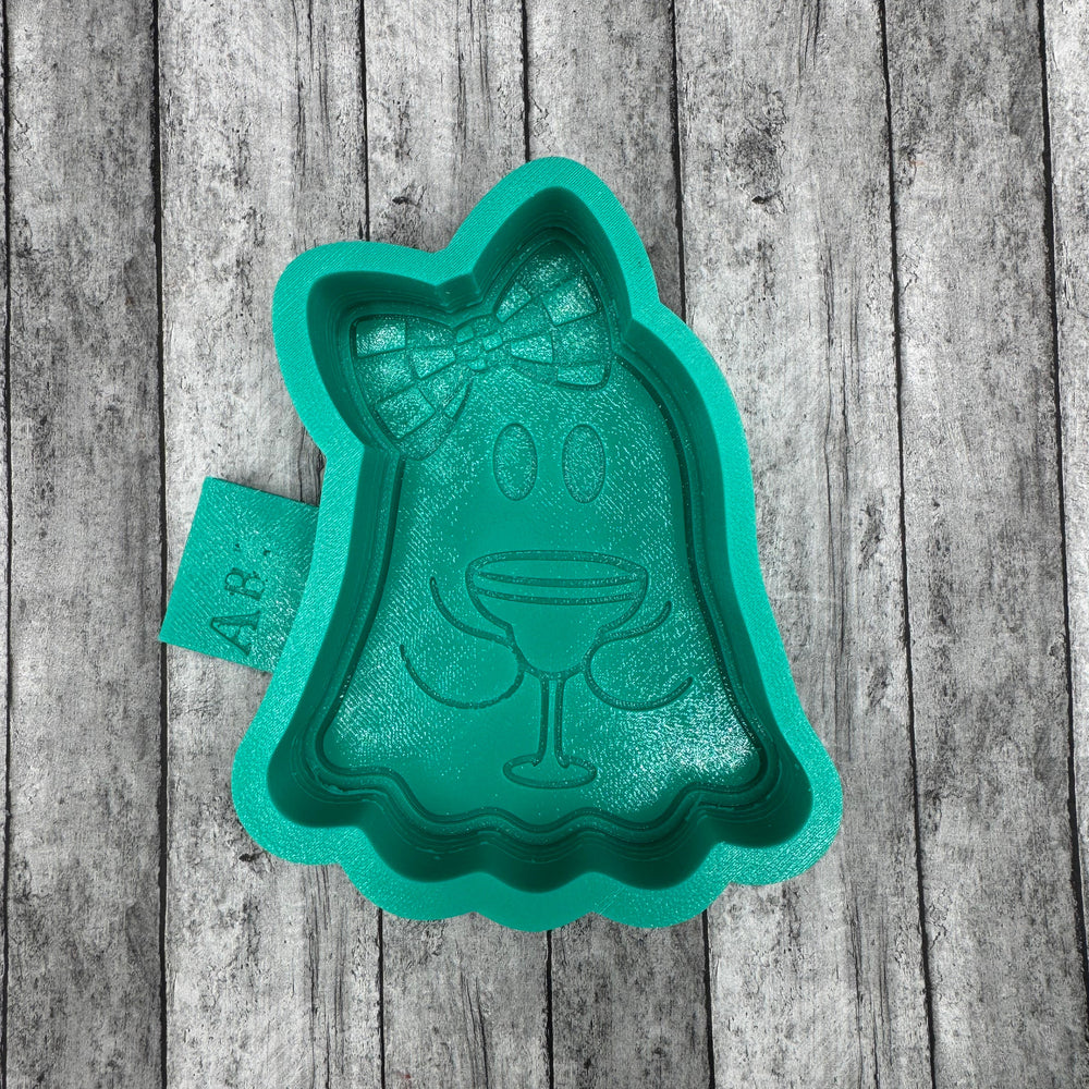 Checkered Bow Ghost Margarita Glass