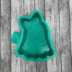 Checkered Bow Ghost Margarita Glass