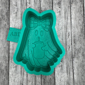 Silicone mold ghost checkered bow soda can
