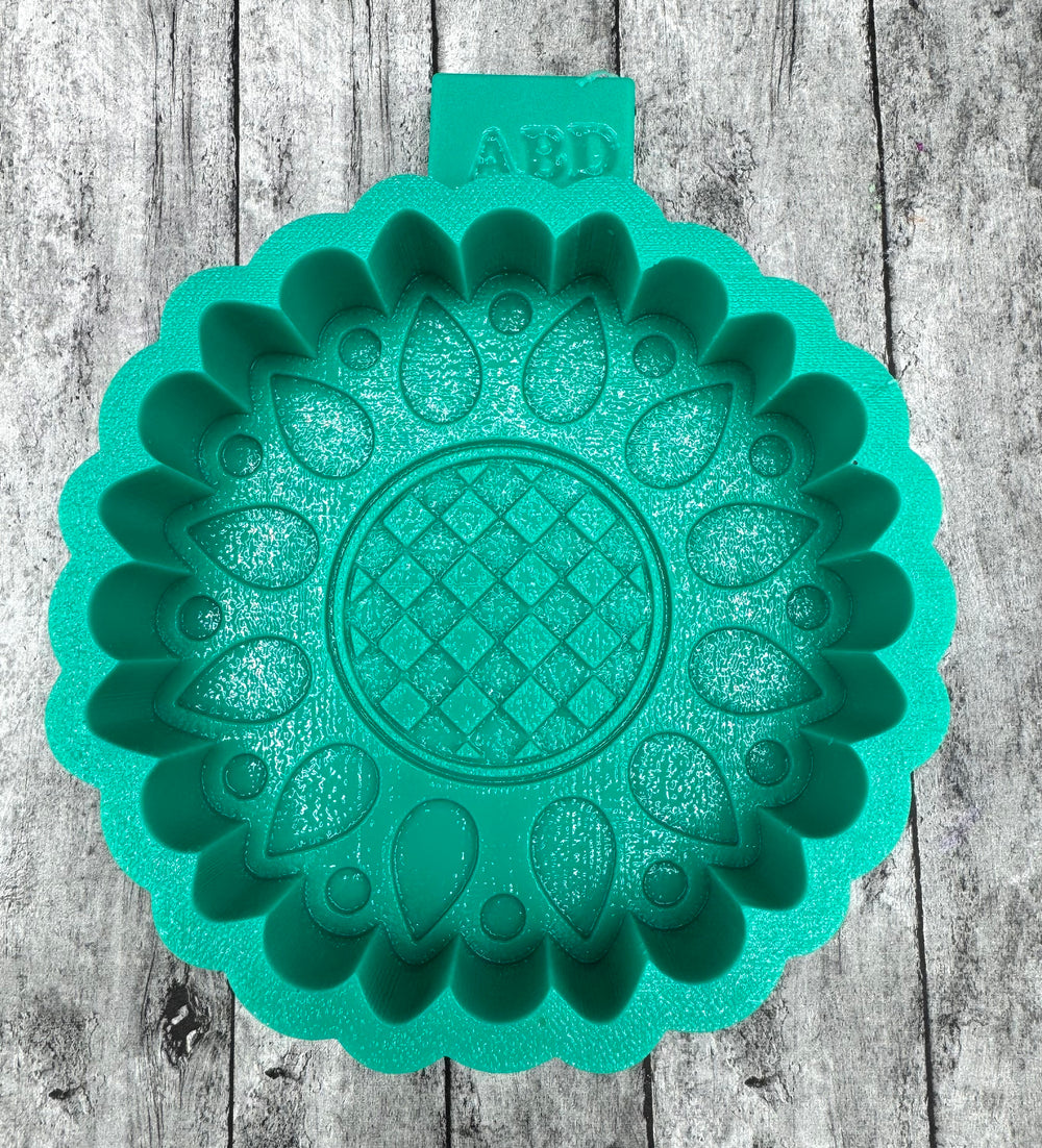 Concho Sunflower Checkered Center Freshie Silicone Mold