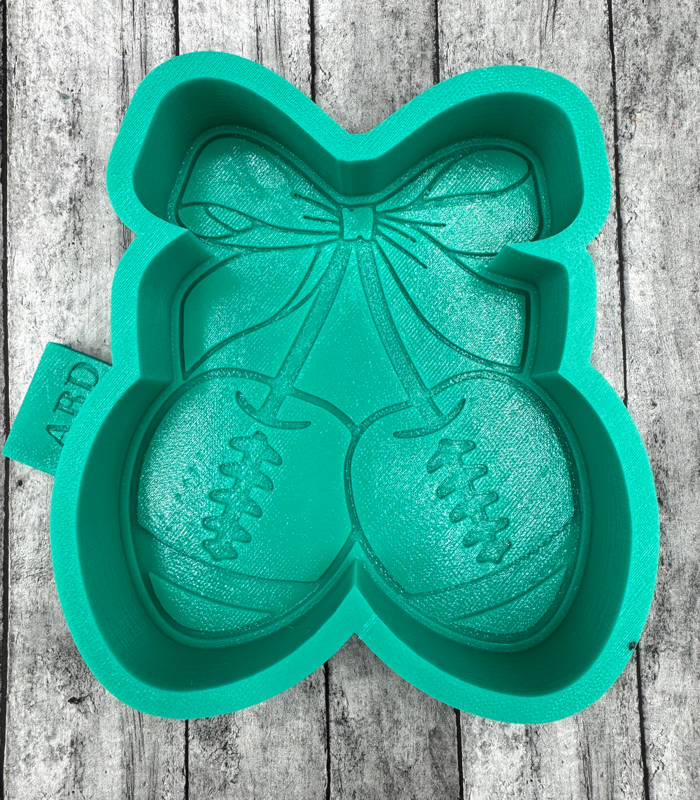 Football Cherries with Bow Freshie Silicone Mold