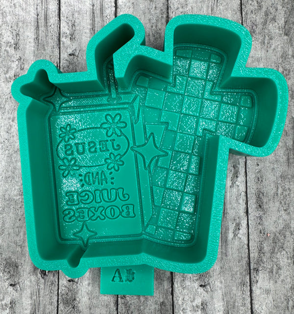 Jesus and Juice Boxes Checkered Cross Freshie Silicone Mold