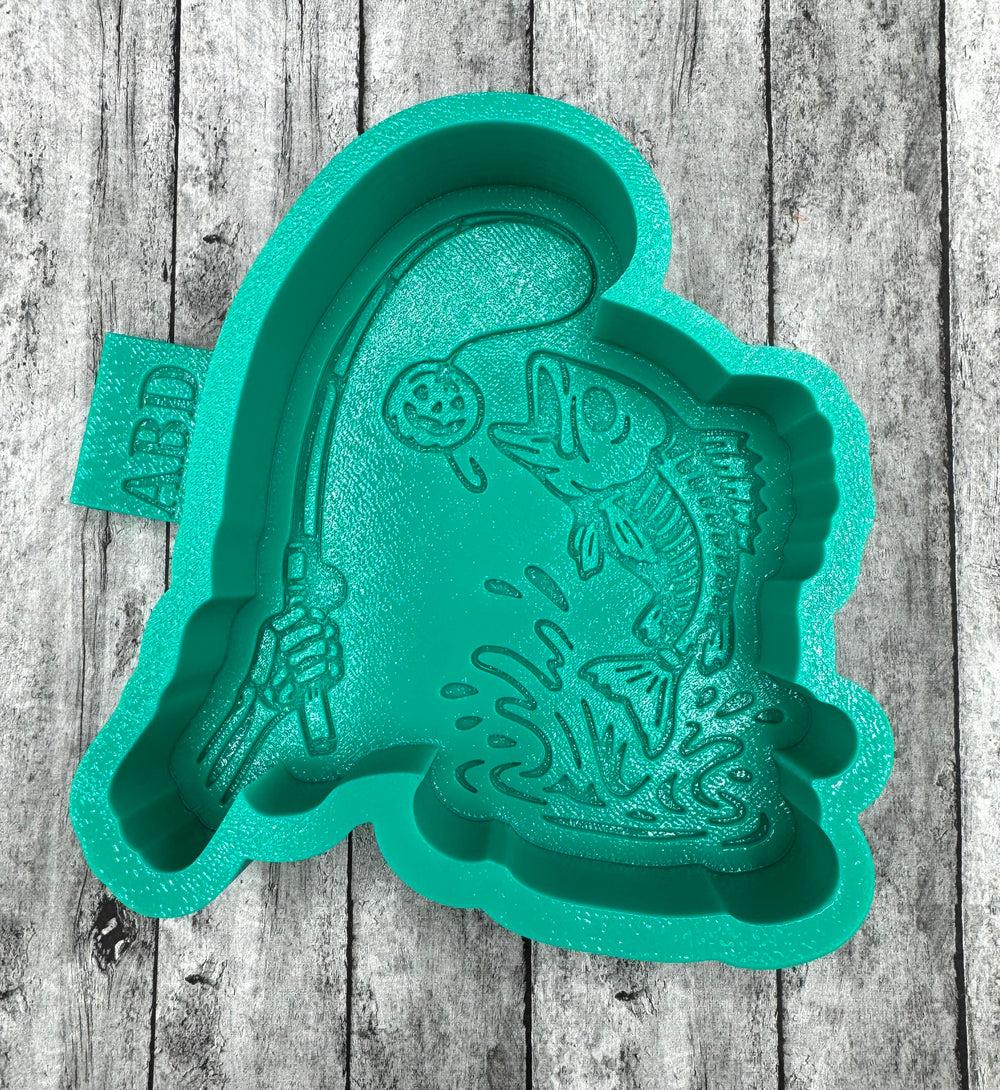 Fish on Rod Reel Halloween Pumpkin Hook  Silicone Mold