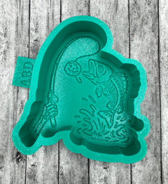 Fish on Rod Reel Halloween Pumpkin Hook  Silicone Mold