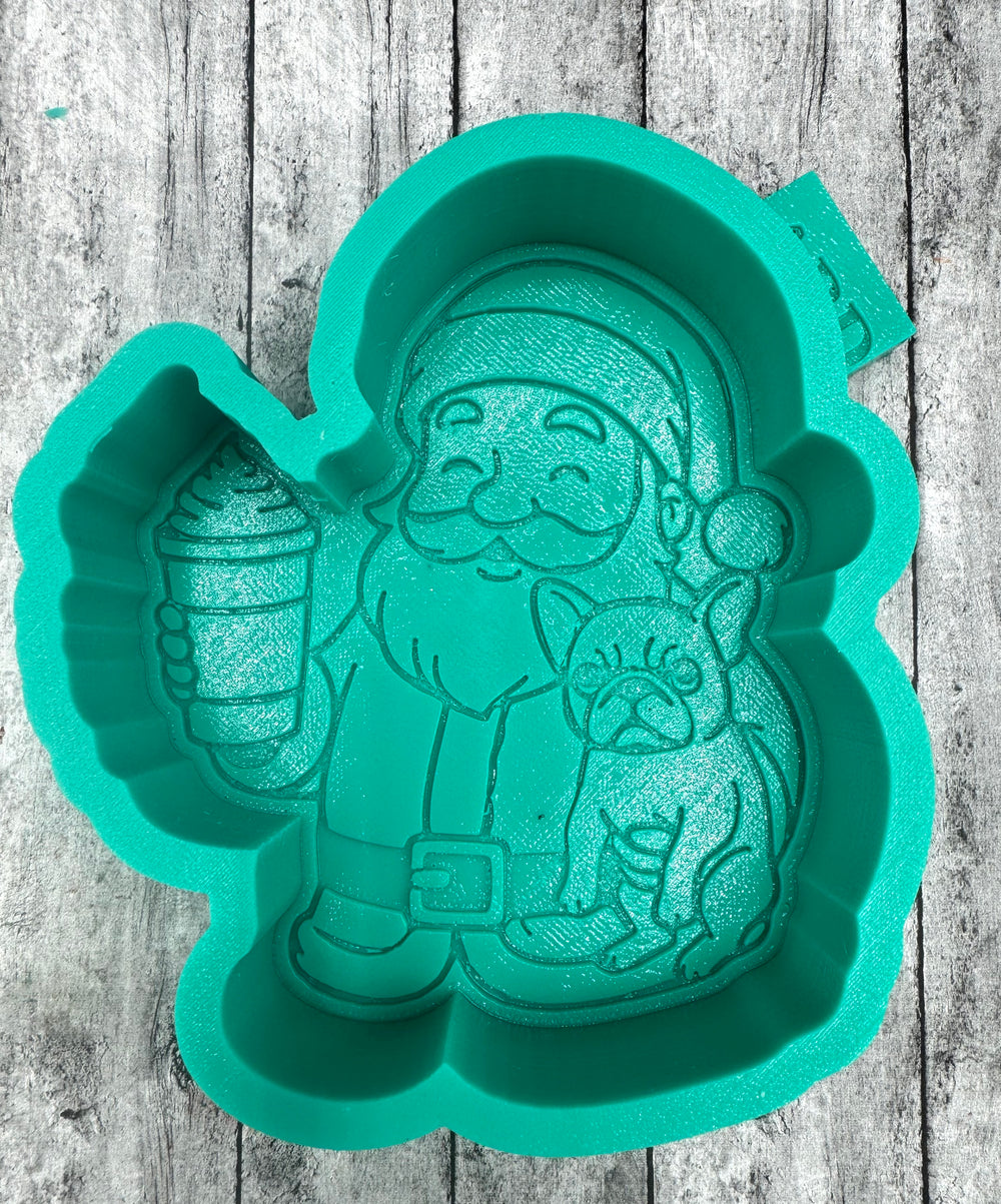 Santa Holding a Frenchie Puppy Freshie Silicone Mold