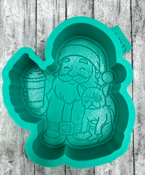 Santa Holding a Frenchie Puppy Freshie Silicone Mold