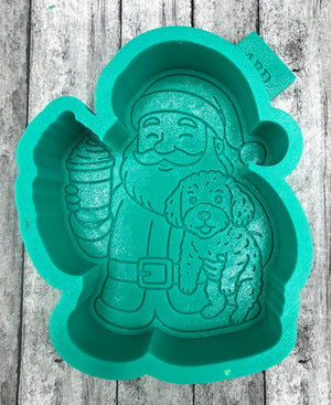 Santa Holding a Golden Doodle Puppy Freshie Silicone Mold