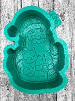 Santa Holding a Cat Freshie Silicone Mold