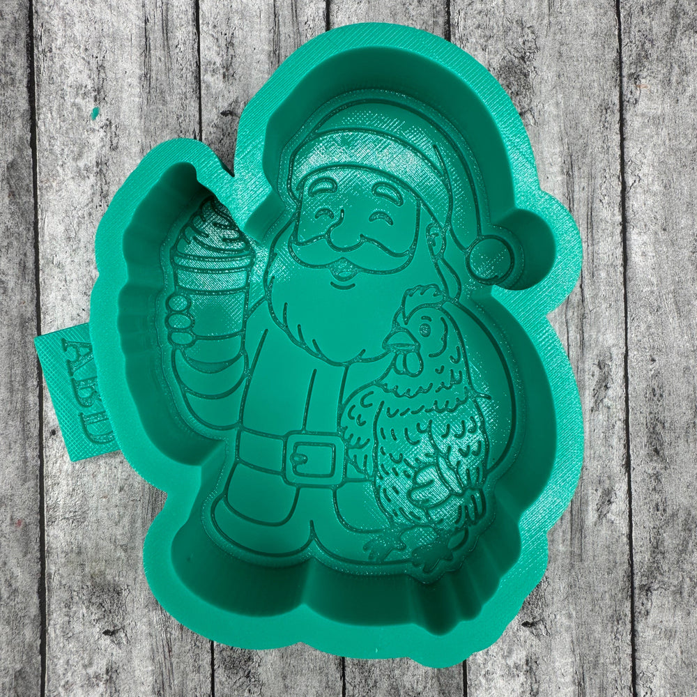 Santa Holding a Chicken Christmas Silicone Mold
