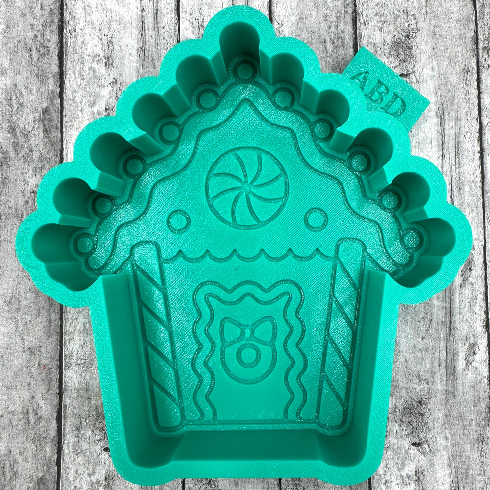 Gingerbread House with Wreath on Door Silicone Mold
