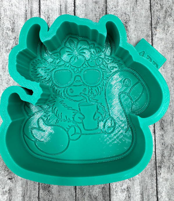 Highland Cow on a Flamingo Float Freshie Silicone Mold