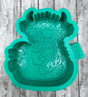 Highland Cow on a Duck Float Freshie Silicone Mold