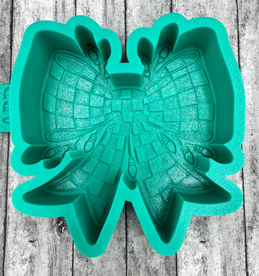 Checkered Christmas Bow with Lights Freshie Silicone Mold