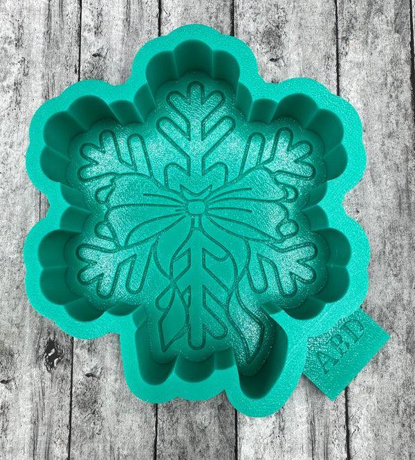 Snowflake with Bow Center Freshie Silicone Mold