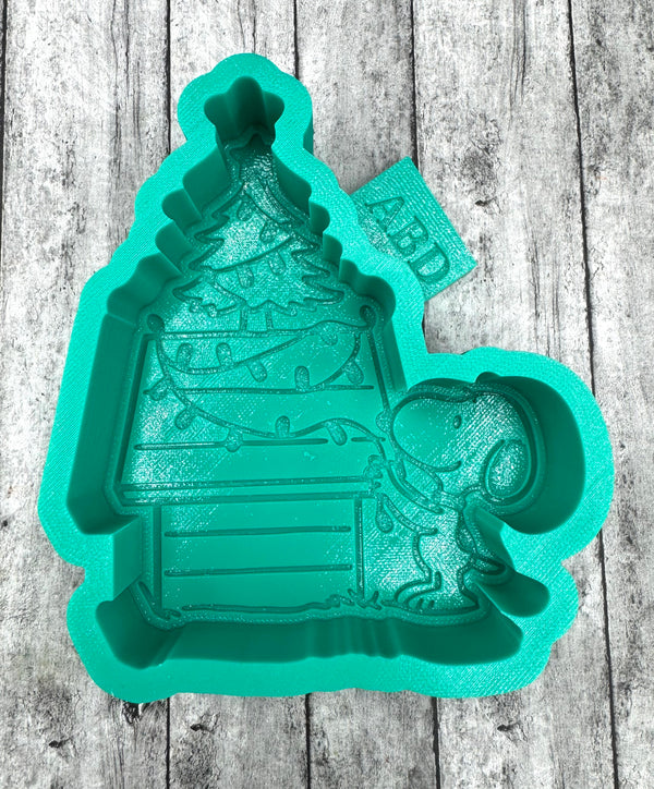 Beagle Dog and His Christmas Doghouse Freshie Silicone Mold