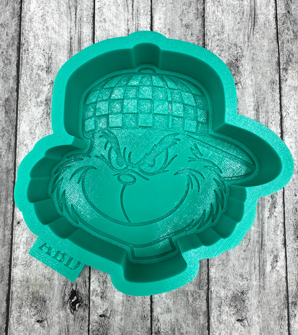 Grinch in Checkered Baseball Hat Freshie Silicone Mold